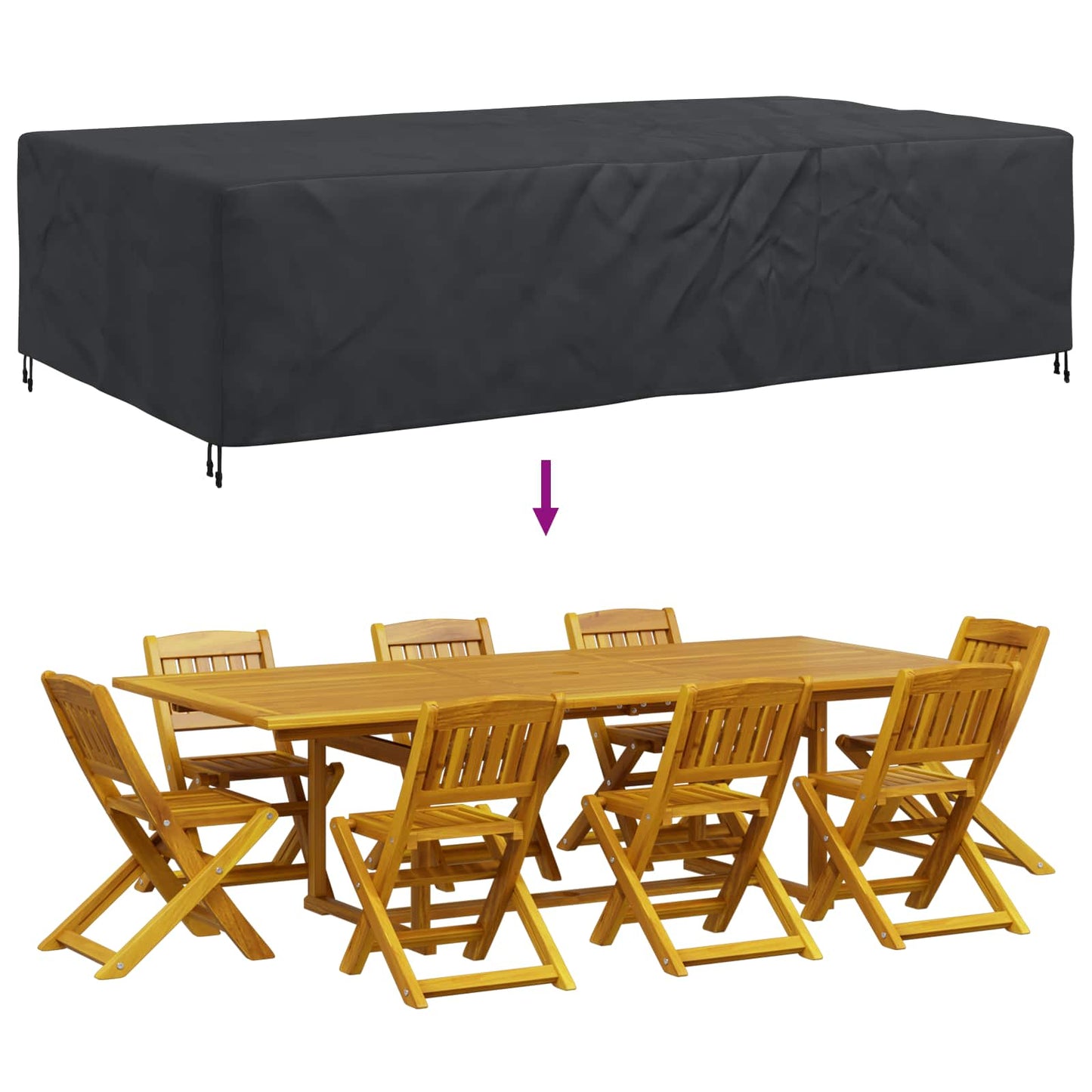 Furniture Cover Plain Black 305 x 190 x 85 cm 210D