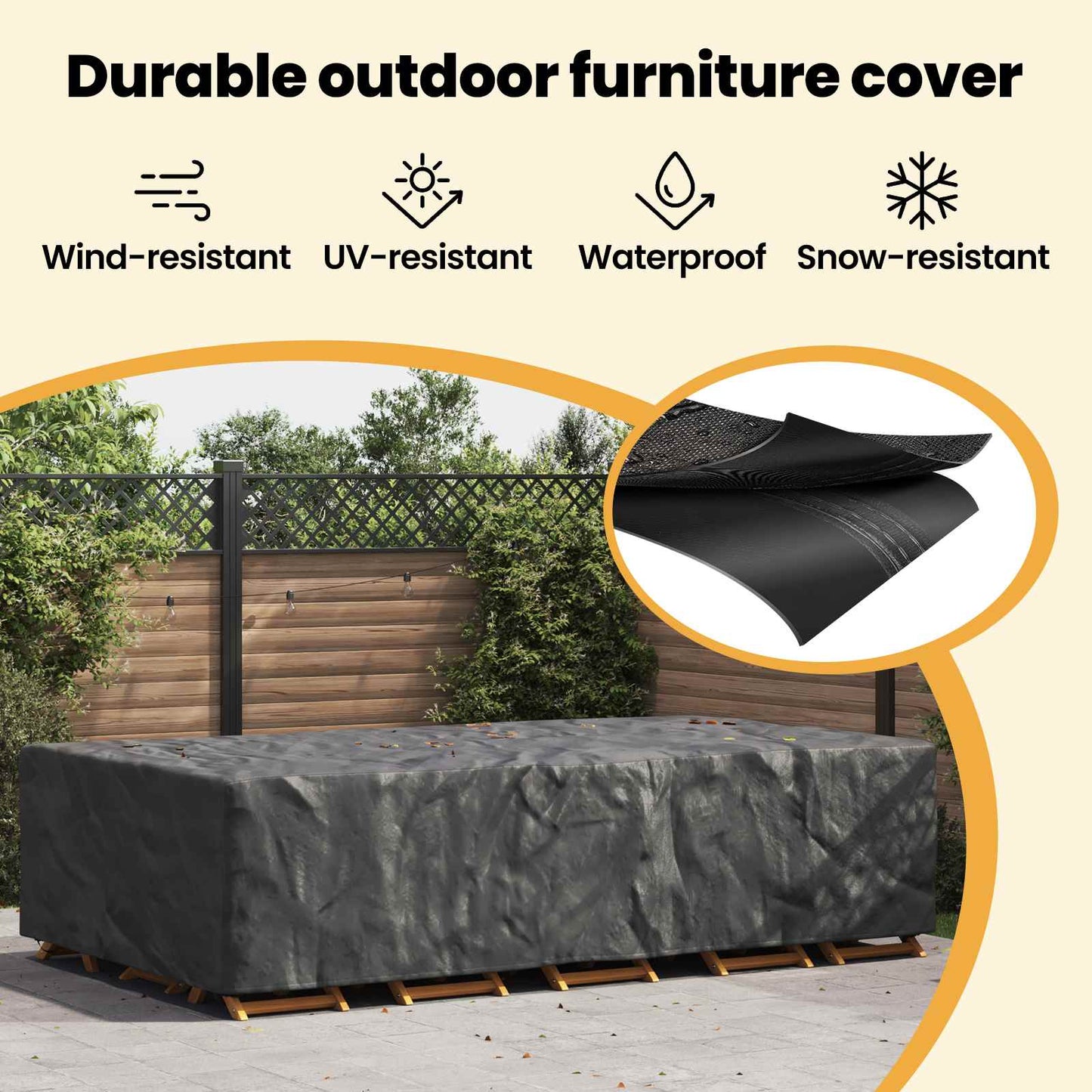 Furniture Cover Plain Black 315 x 180 x 74 cm 600D