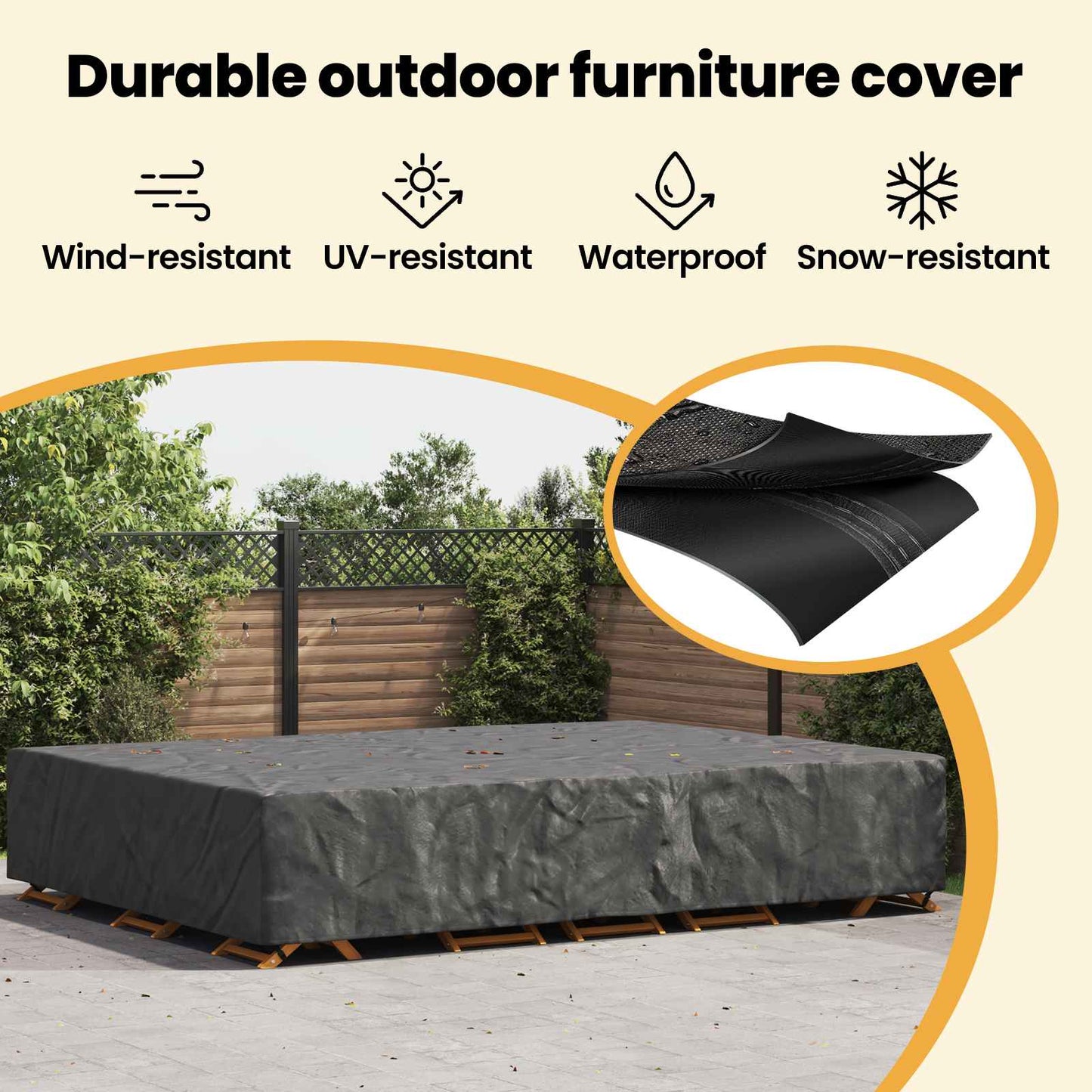 Furniture Cover Plain Black 350 x 260 x 90 cm 420D