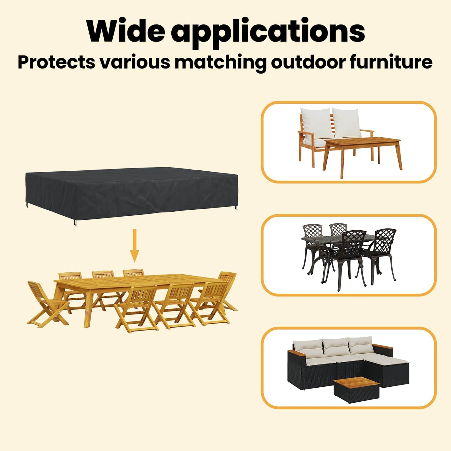 Furniture Cover Plain Black 400 x 300 x 70 cm 210D