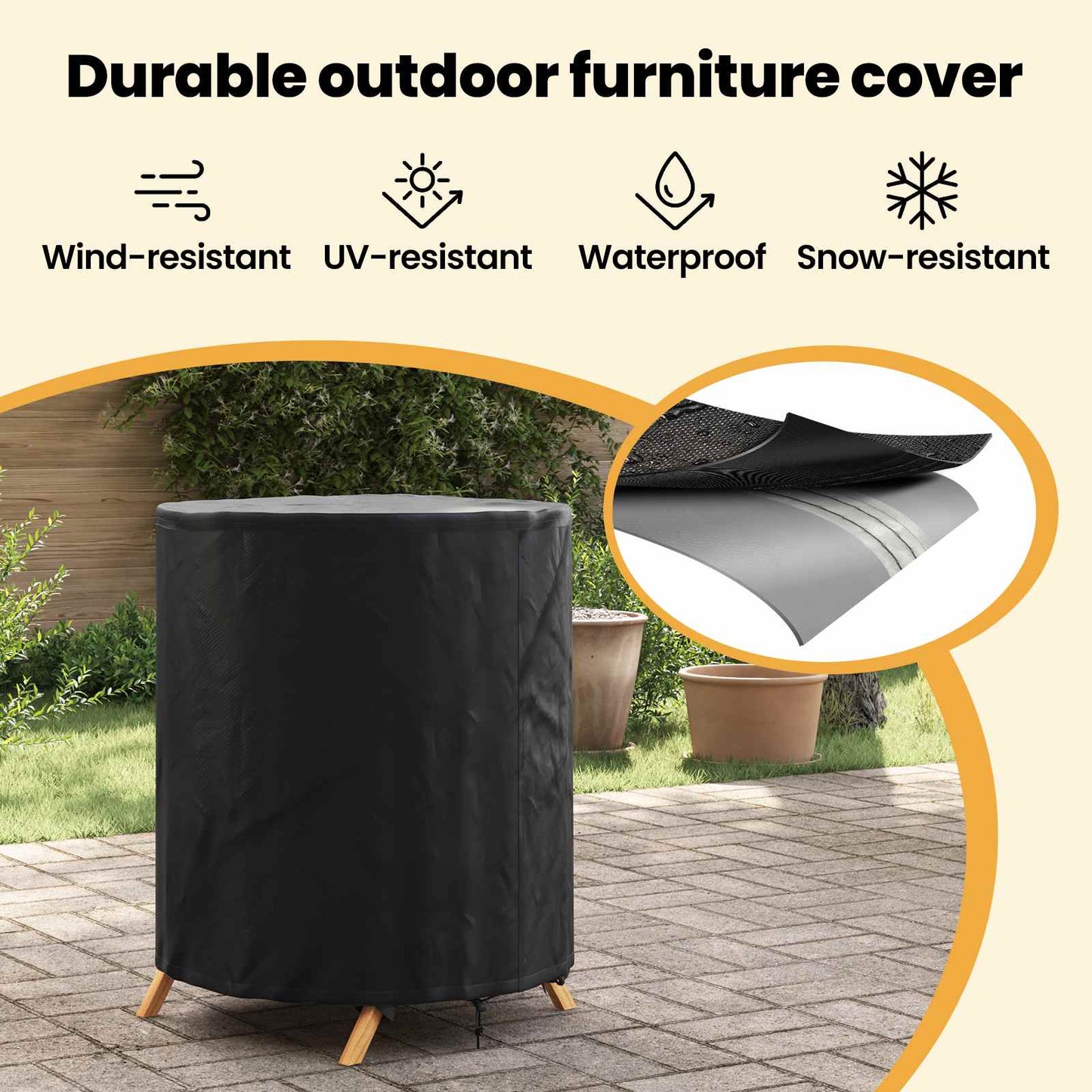 Table Cover Plain Black 62 x 62 x 70 cm Fabric