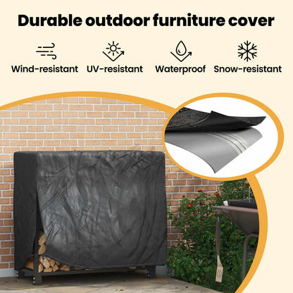 Firewood Rack Cover Black 61 x 122 x 106 cm 210D Oxford Fabric