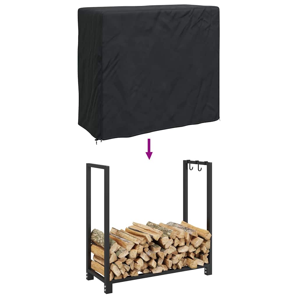 Firewood Rack Cover Black 61 x 122 x 106 cm 210D Oxford Fabric