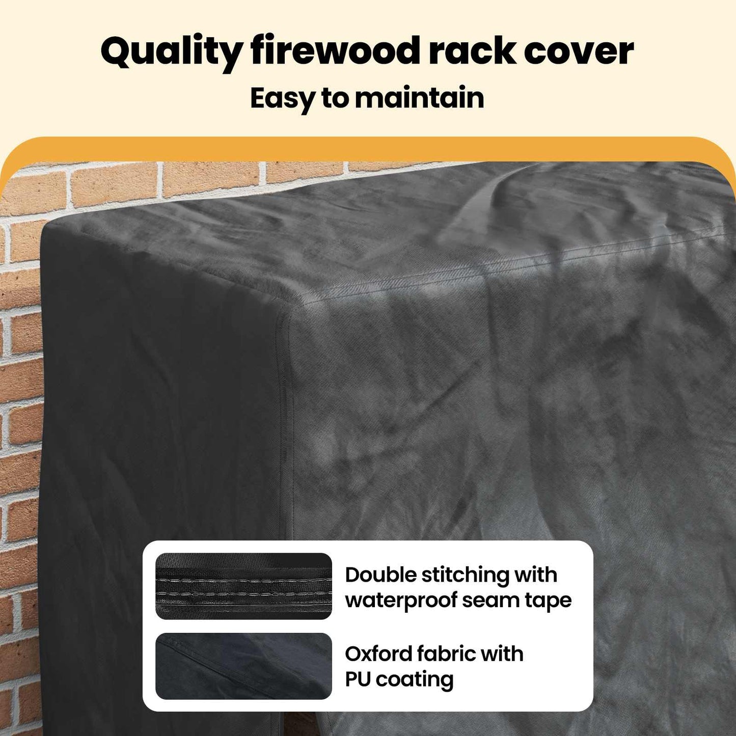 Firewood Rack Cover Black 61 x 122 x 106 cm 420D Oxford fabric