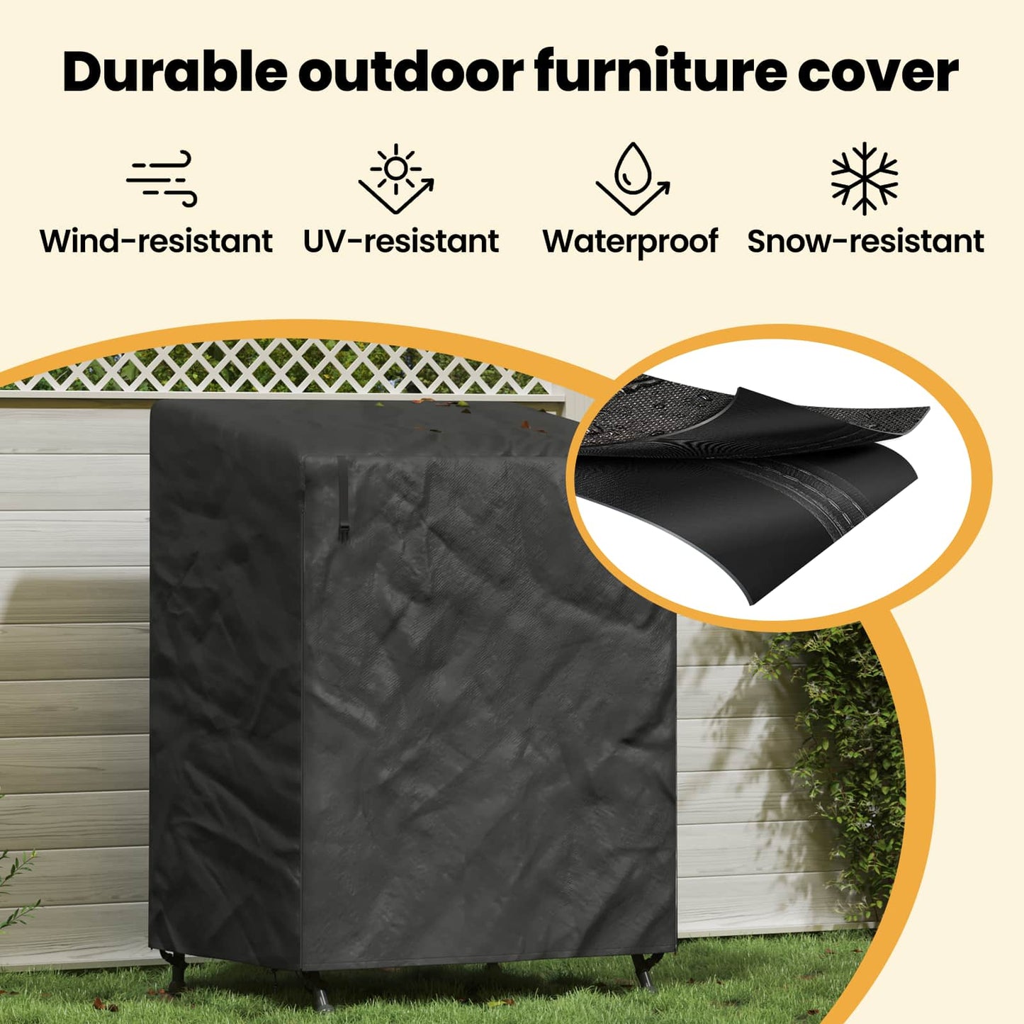 Outdoor Swing Cover Black 120 x 90 x 155 cm 420D Oxford Fbric