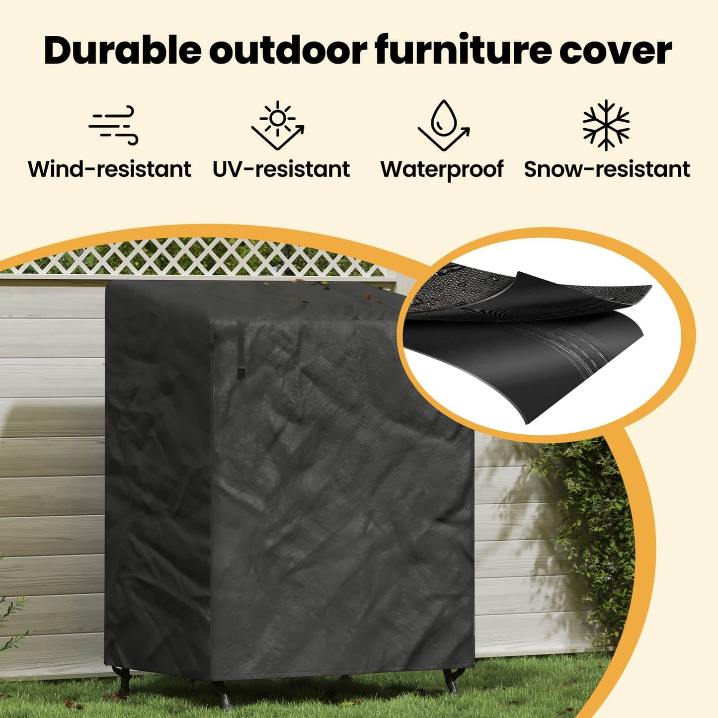 Outdoor Swing Cover Black 120 x 90 x 155 cm 600D Oxford Fbric