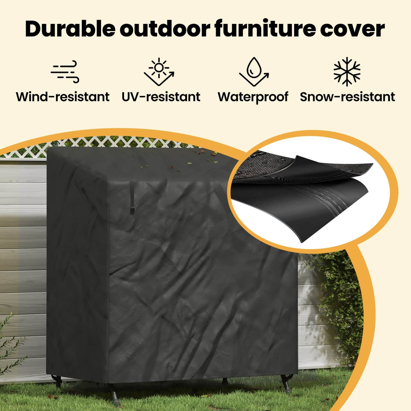Outdoor Swing Cover Black 135 x 100 x 165 cm 600D Oxford Fbric