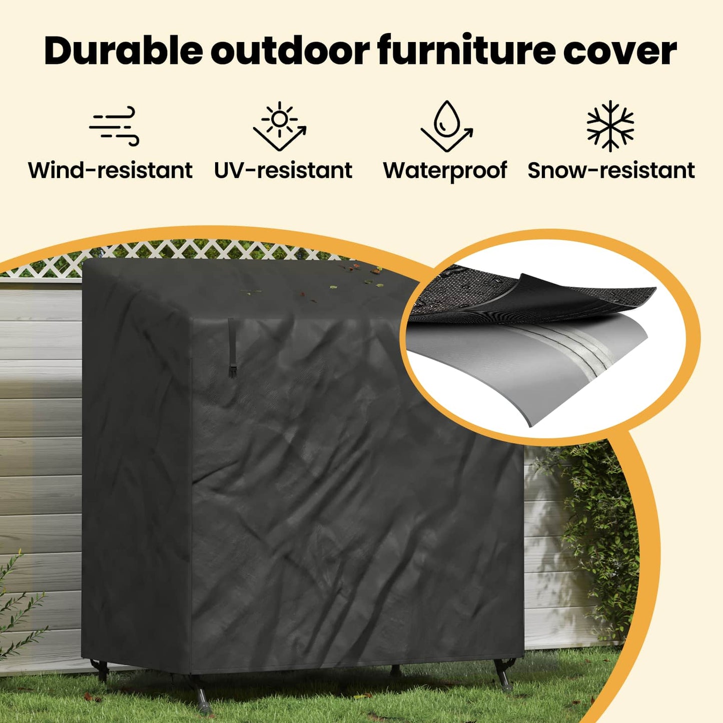 Outdoor Swing Cover Black 175 x 125 x 180 cm 210D Oxford Fabric