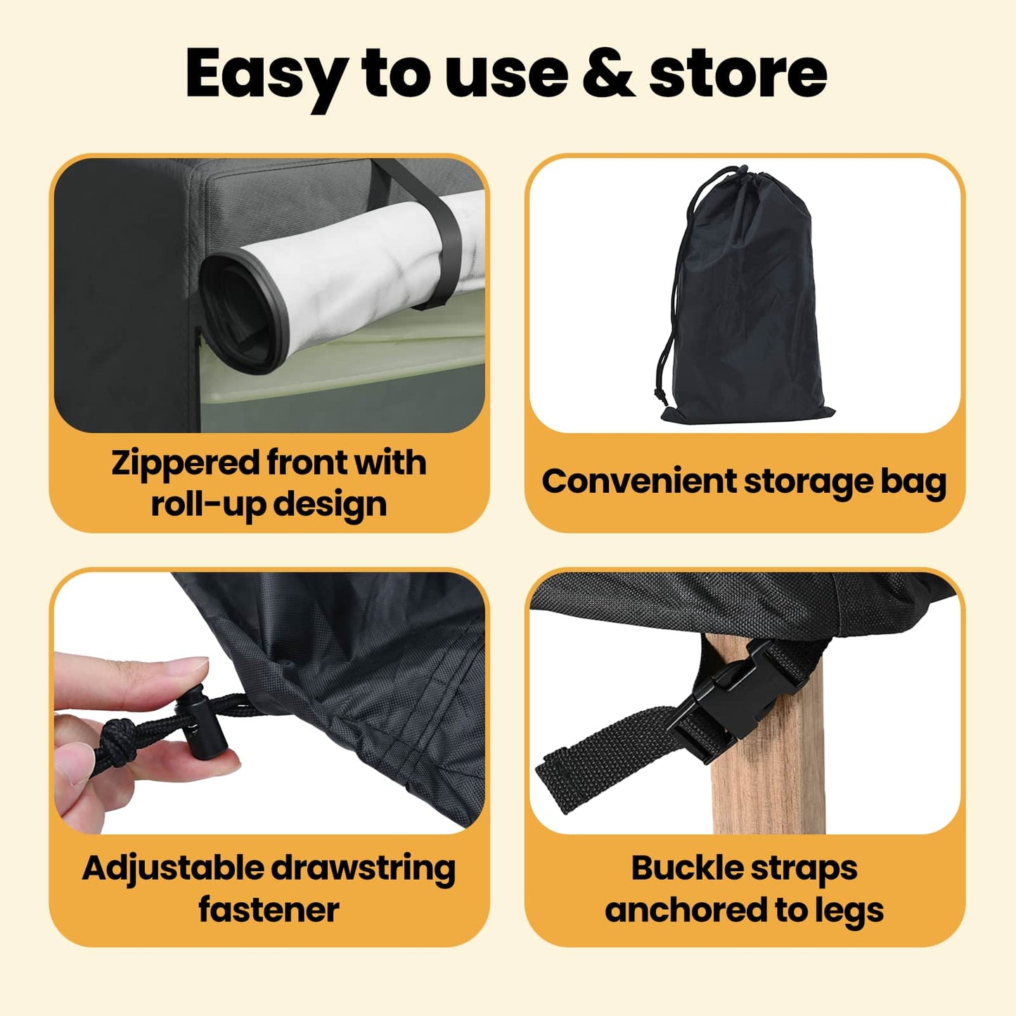 Outdoor Swing Cover Black 175 x 125 x 180 cm 210D Oxford Fabric