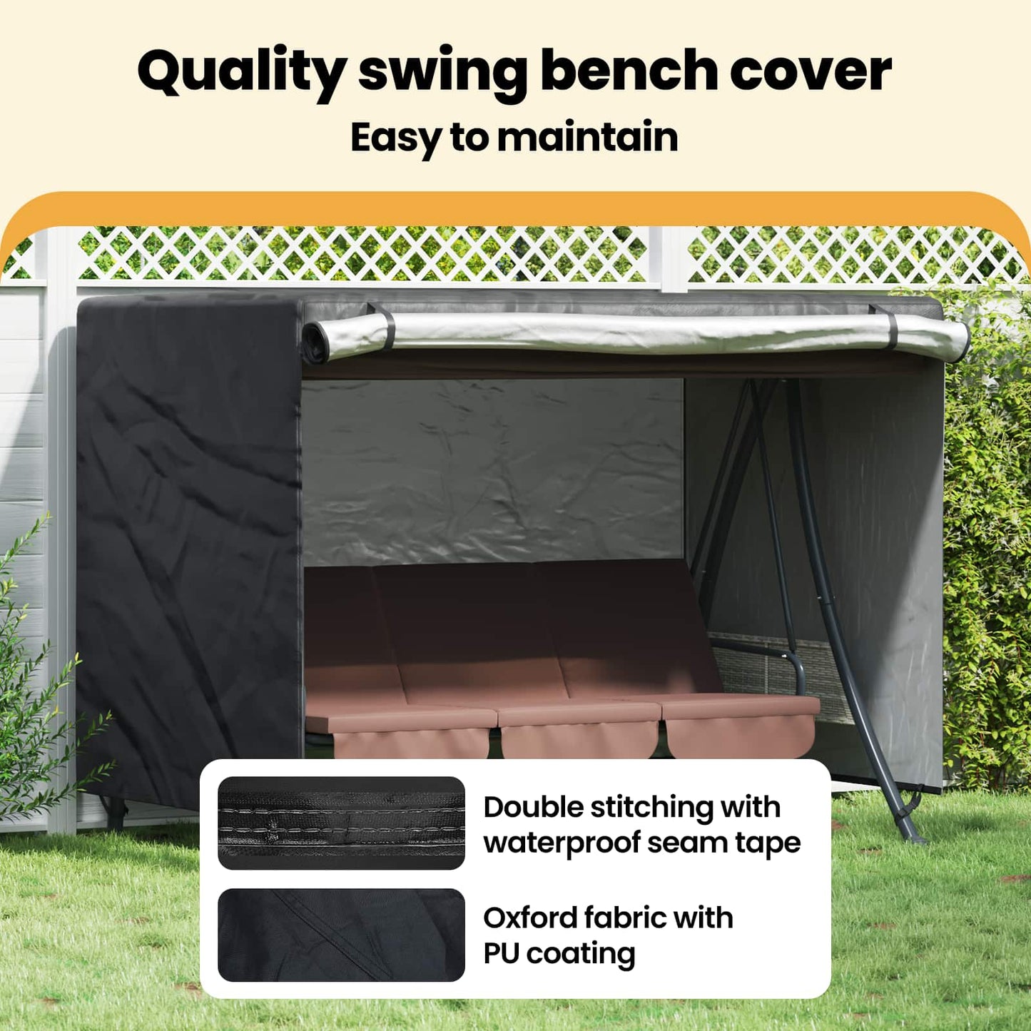 Outdoor Swing Cover Black 220 x 150 x 150 cm 600D Oxford Fbric