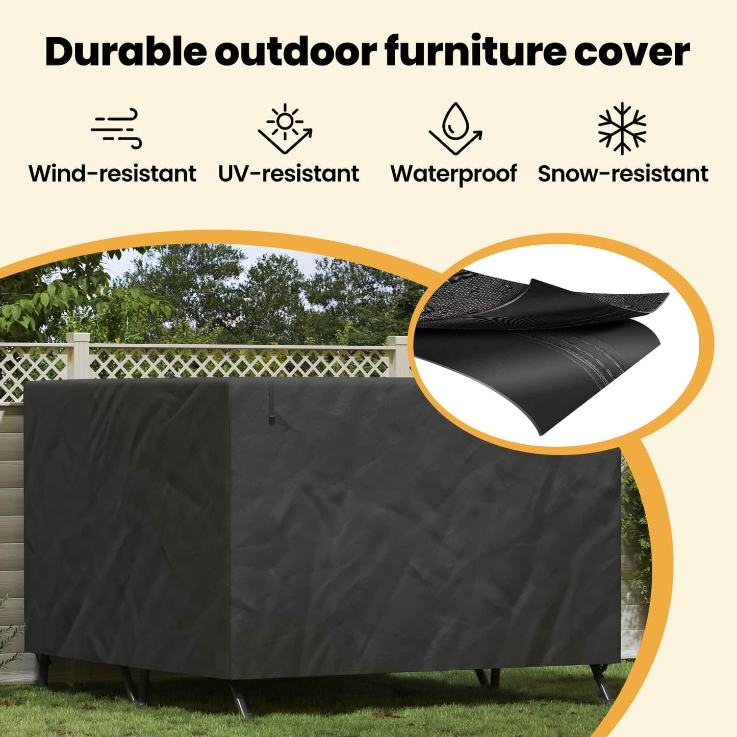 Outdoor Swing Cover Black 250 x 250 x 160 cm 600D Oxford Fbric