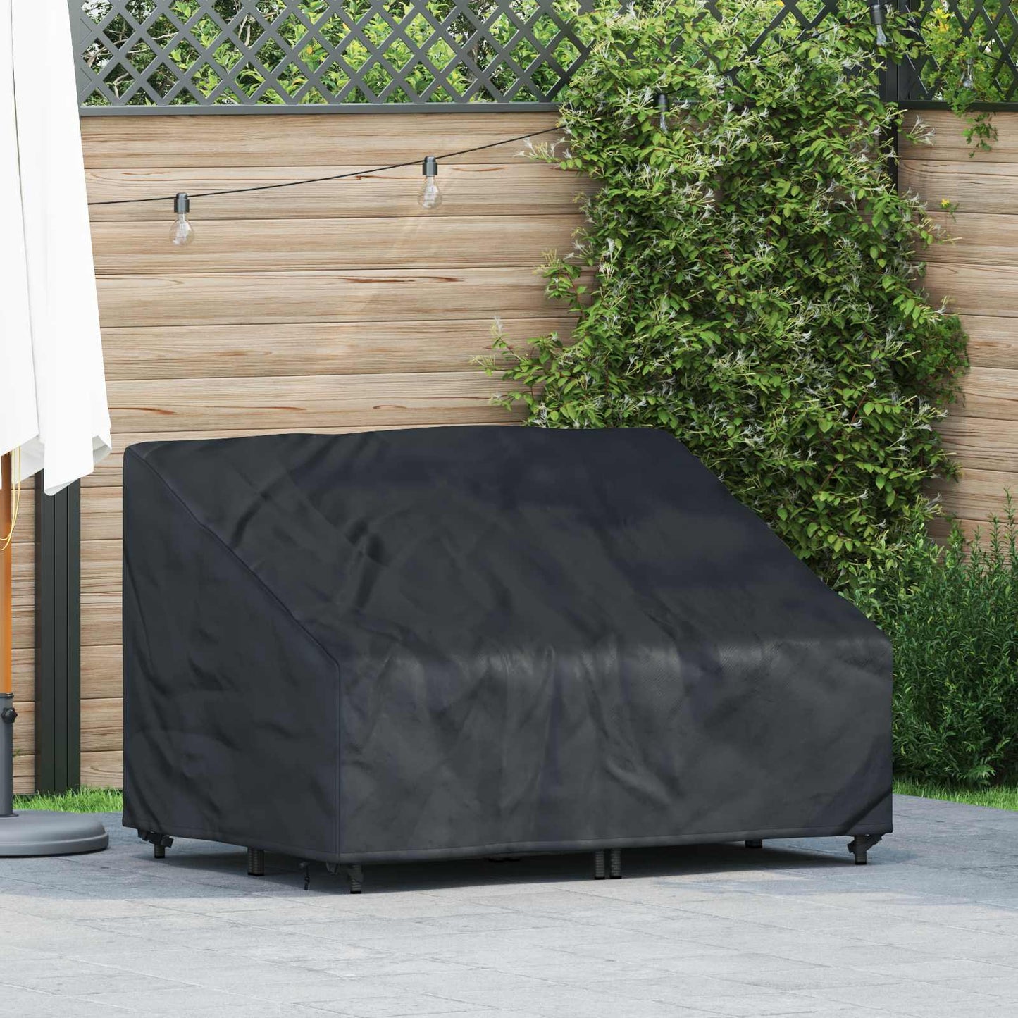 Garden Bench Cover Black 130 x 95 x 40 / 80 cm 420D Oxford Fbric