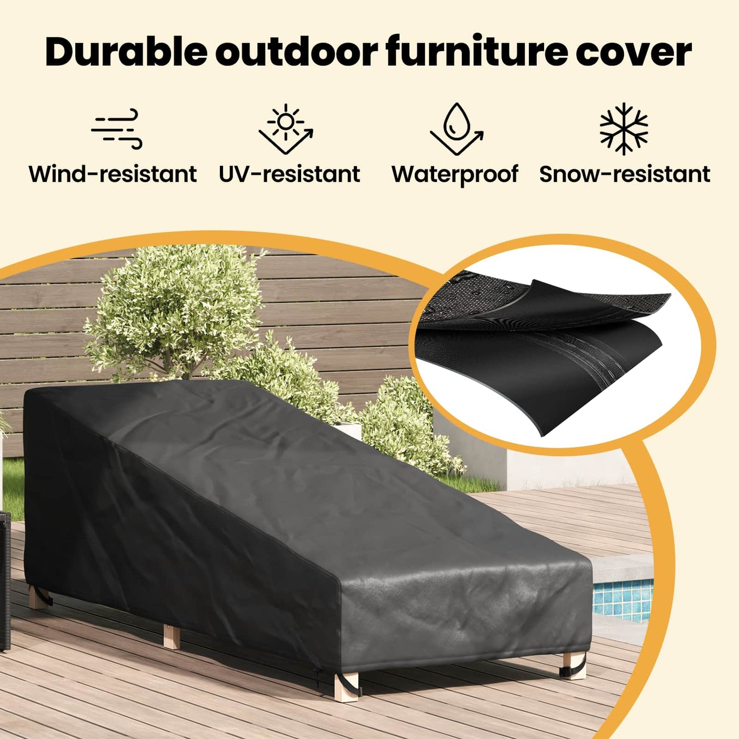 Outdoor Furniture Cover 195 x 76 x 82 cm 420D Oxford fabric