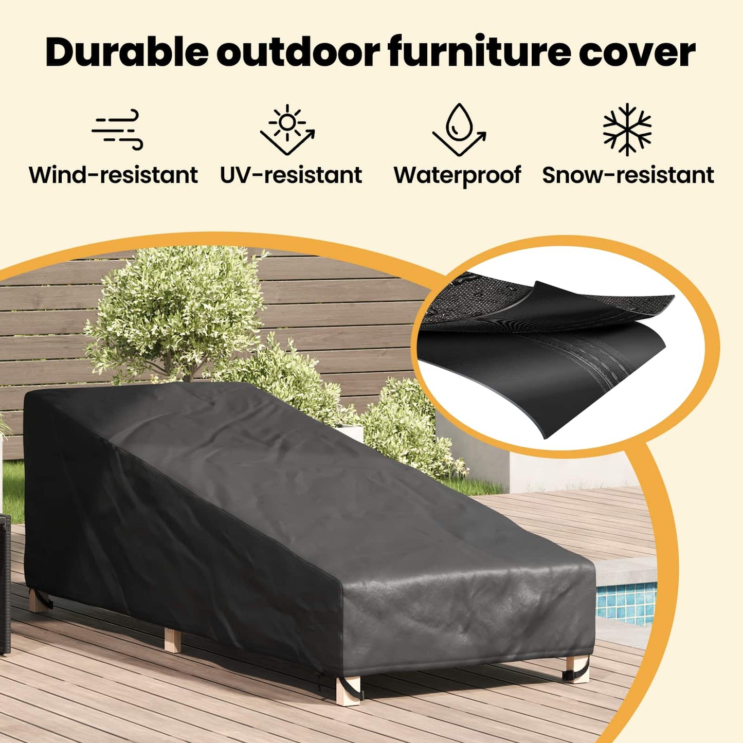 Outdoor Furniture Cover 195 x 76 x 82 cm 600D Oxford Fabric