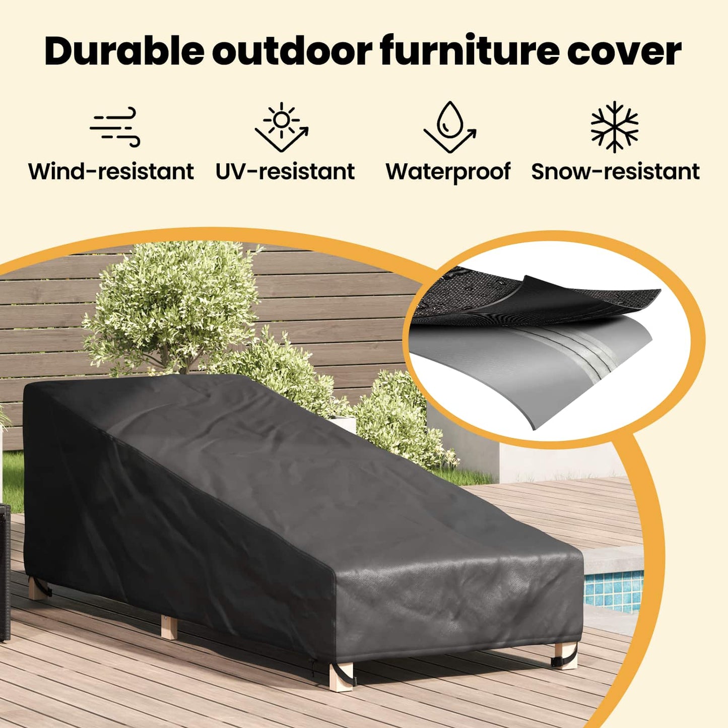 Outdoor Furniture Cover 203 x 81 x 63 cm 210D Oxford Fbric