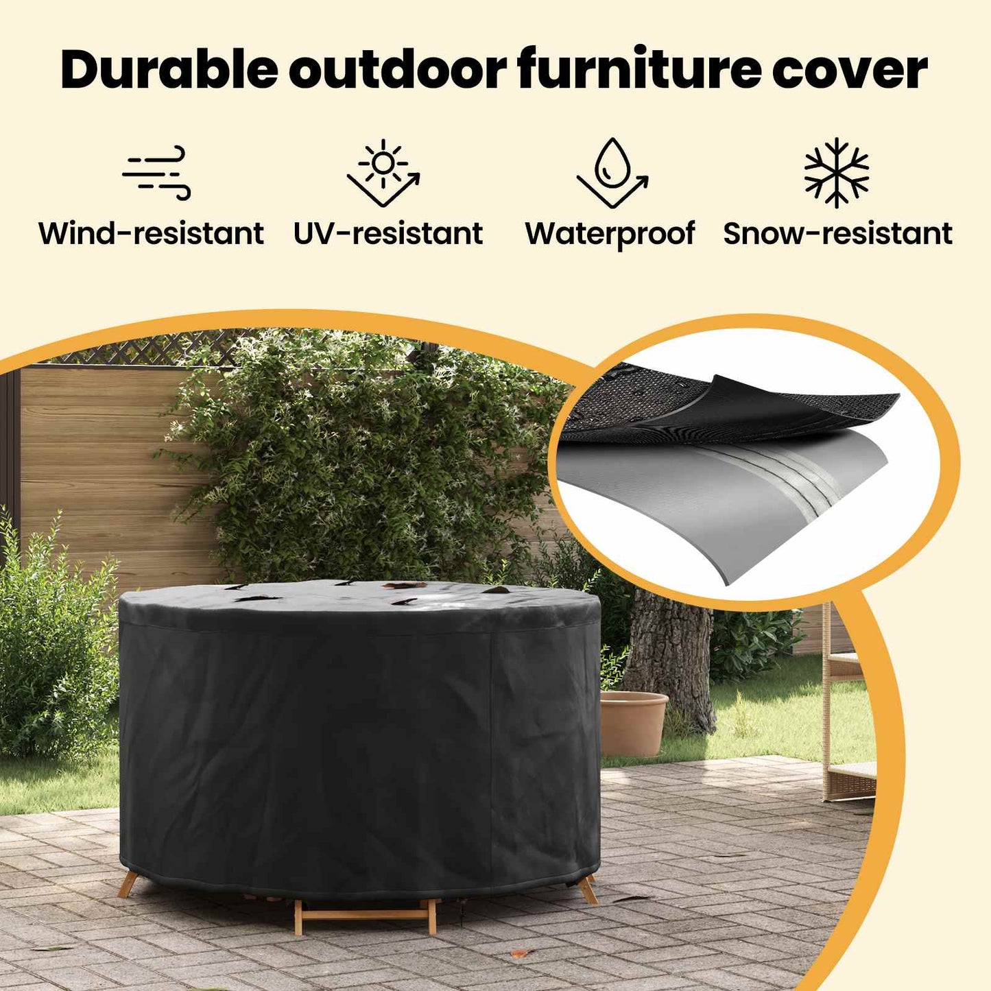 Furniture Cover Black 102 x 102 x 71 cm 210D Oxford Fbric
