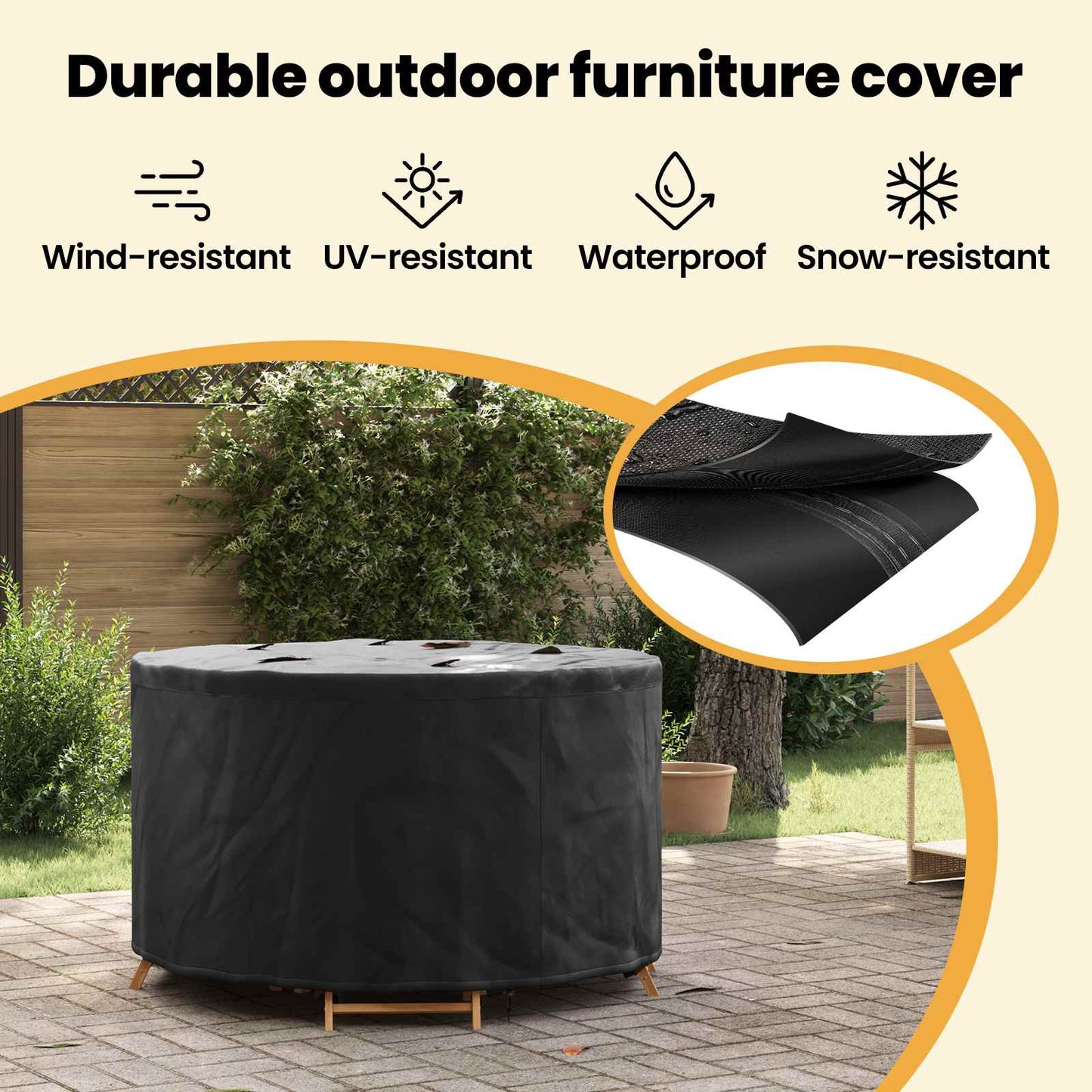 Furniture Cover Black 102 x 102 x 71 cm 420D Oxford Fabric