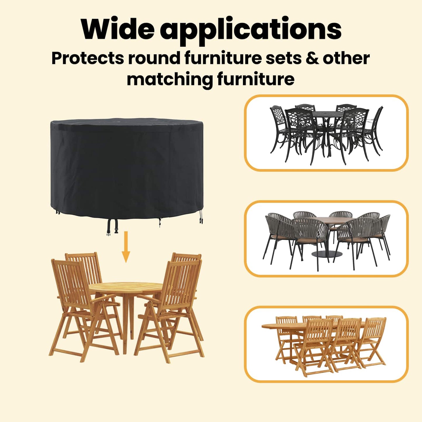 Furniture Cover Black 128 x 128 x 71 cm 210D Oxford Fbric