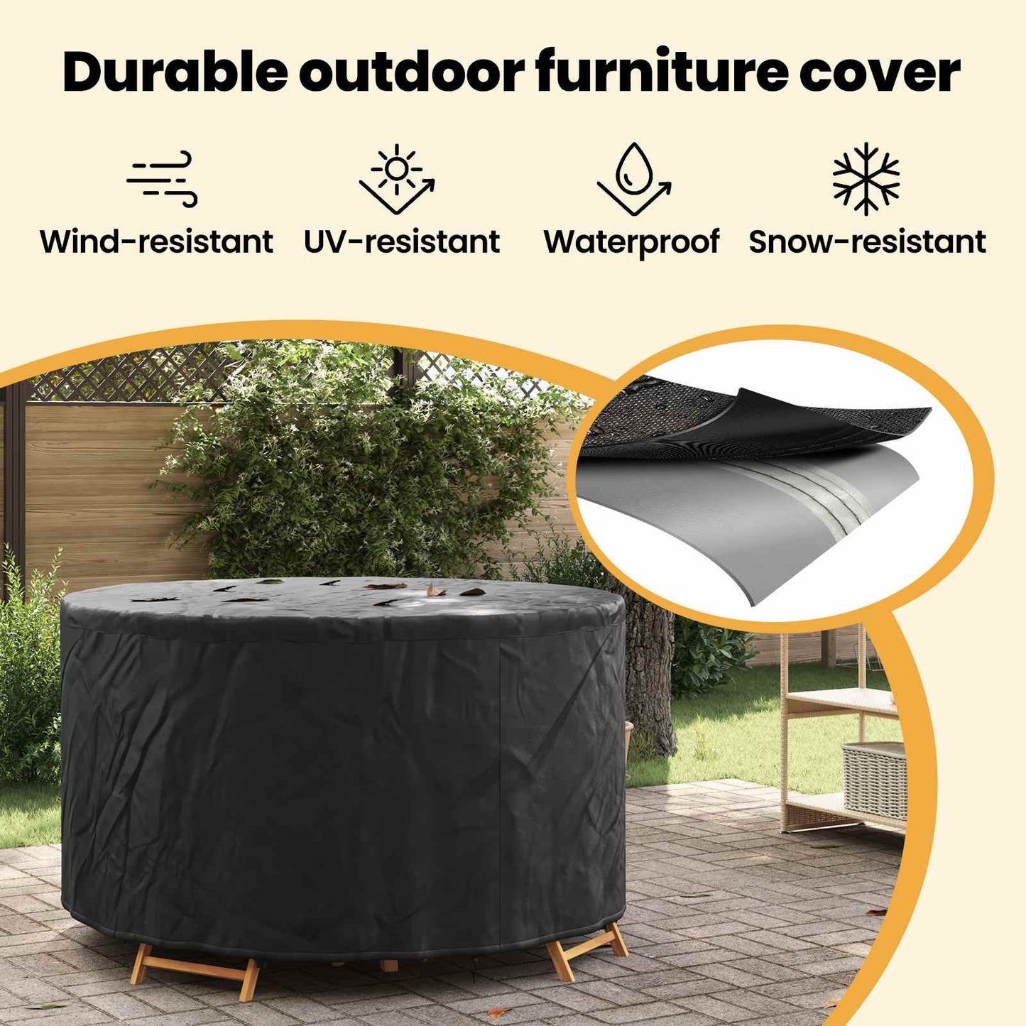 Furniture Cover Black 157 x 157 x 71 cm 210D Oxford Fbric
