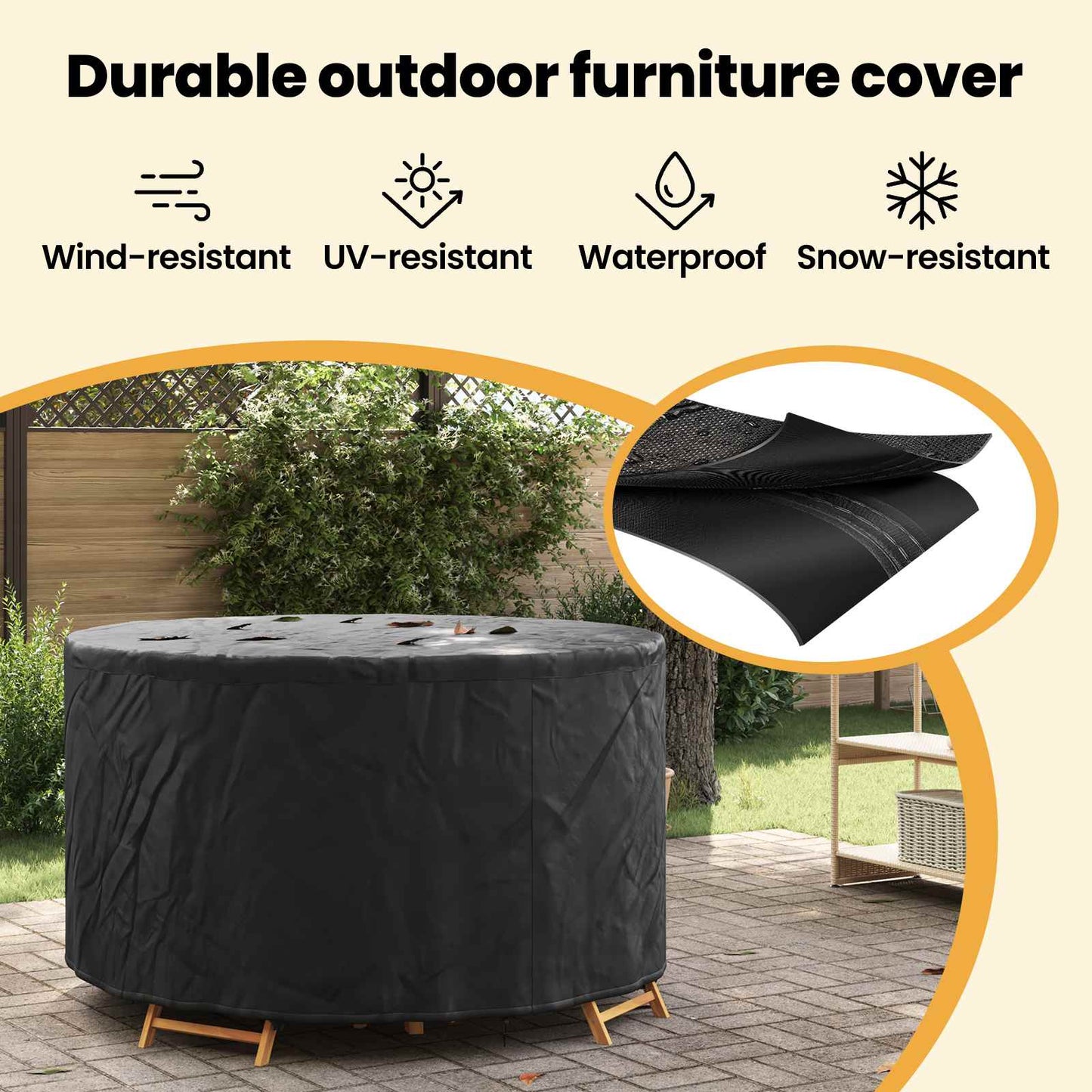 Furniture Cover Black 157 x 157 x 71 cm 420D Oxford Fbric