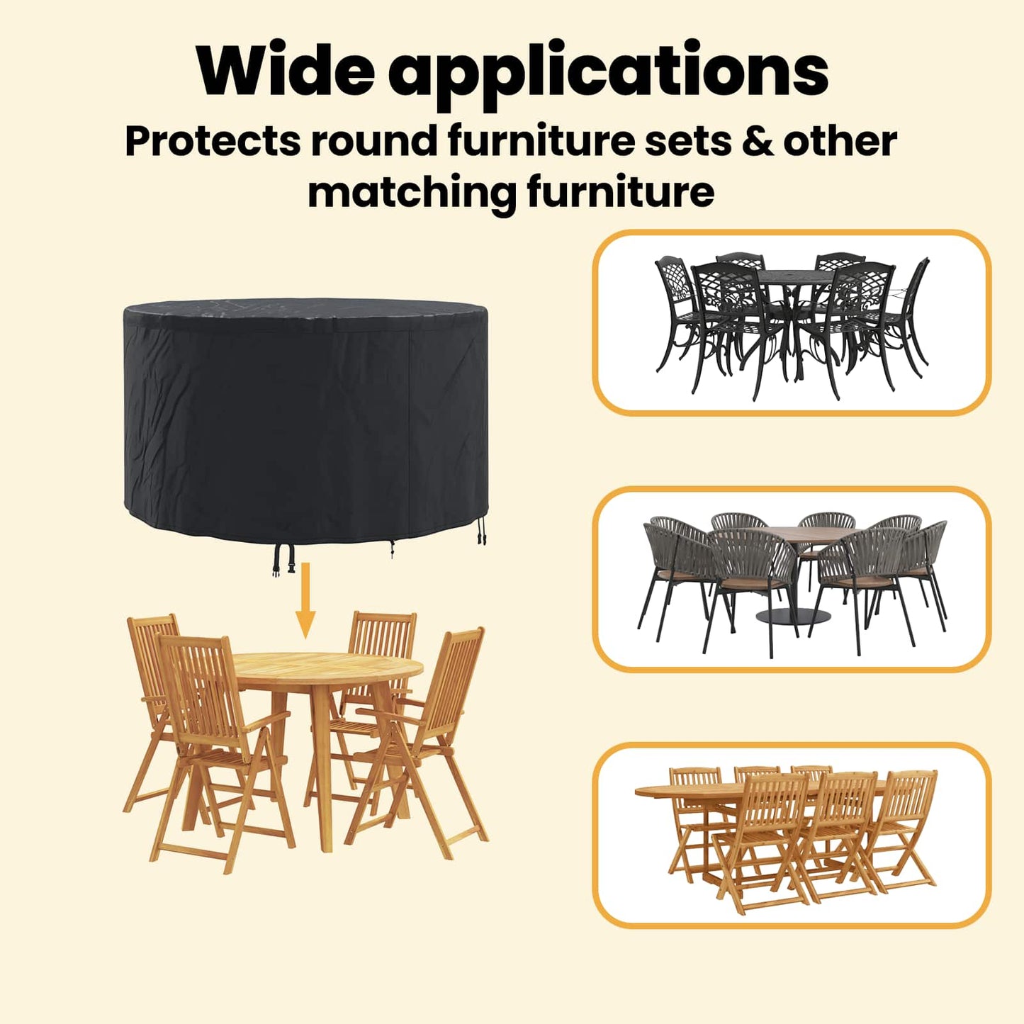 Furniture Cover Black 157 x 157 x 85 cm 210D Oxford Fbric