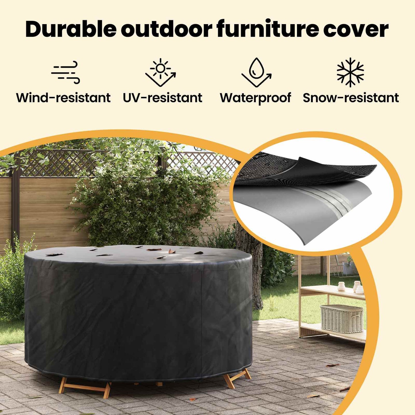 Furniture Cover Black 182 x 182 x 71 cm 210D Oxford Fbric