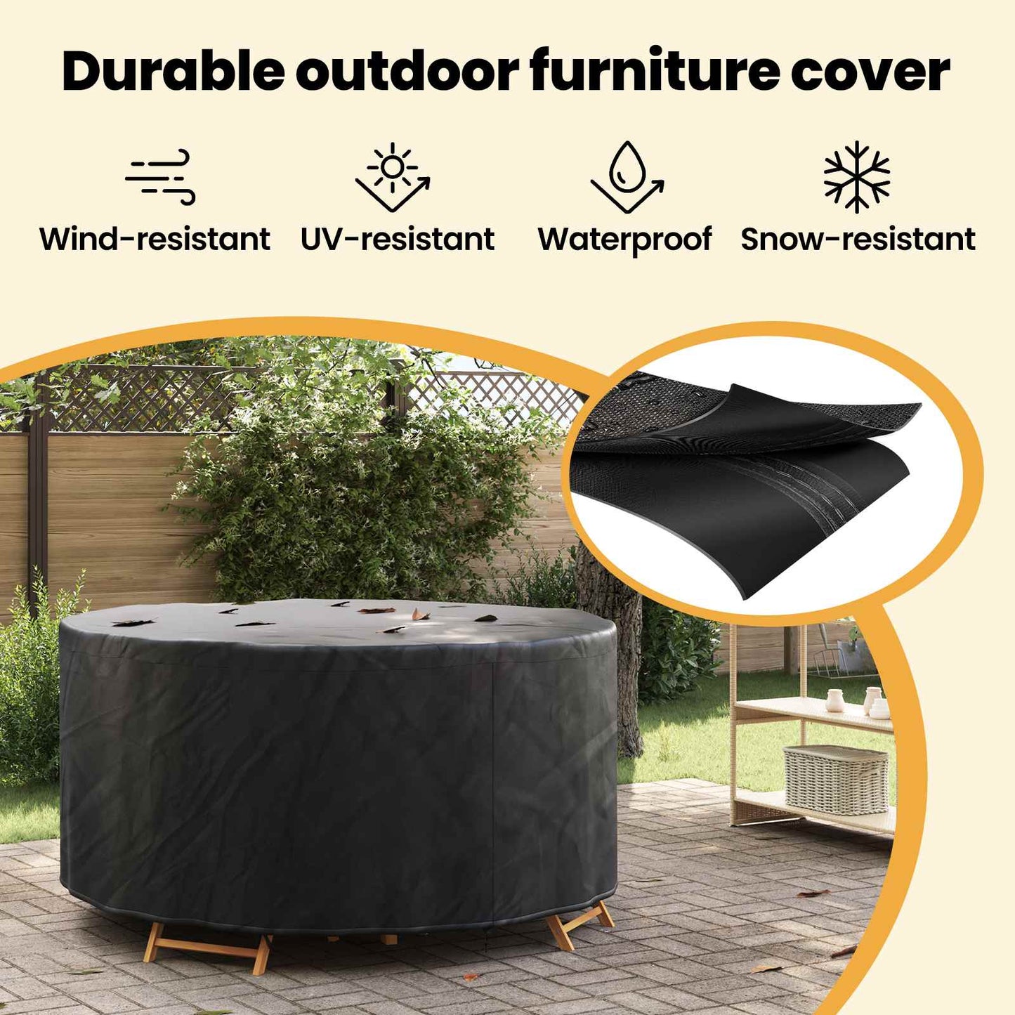 Furniture Cover Black 182 x 182 x 71 cm 420D Oxford Fbric