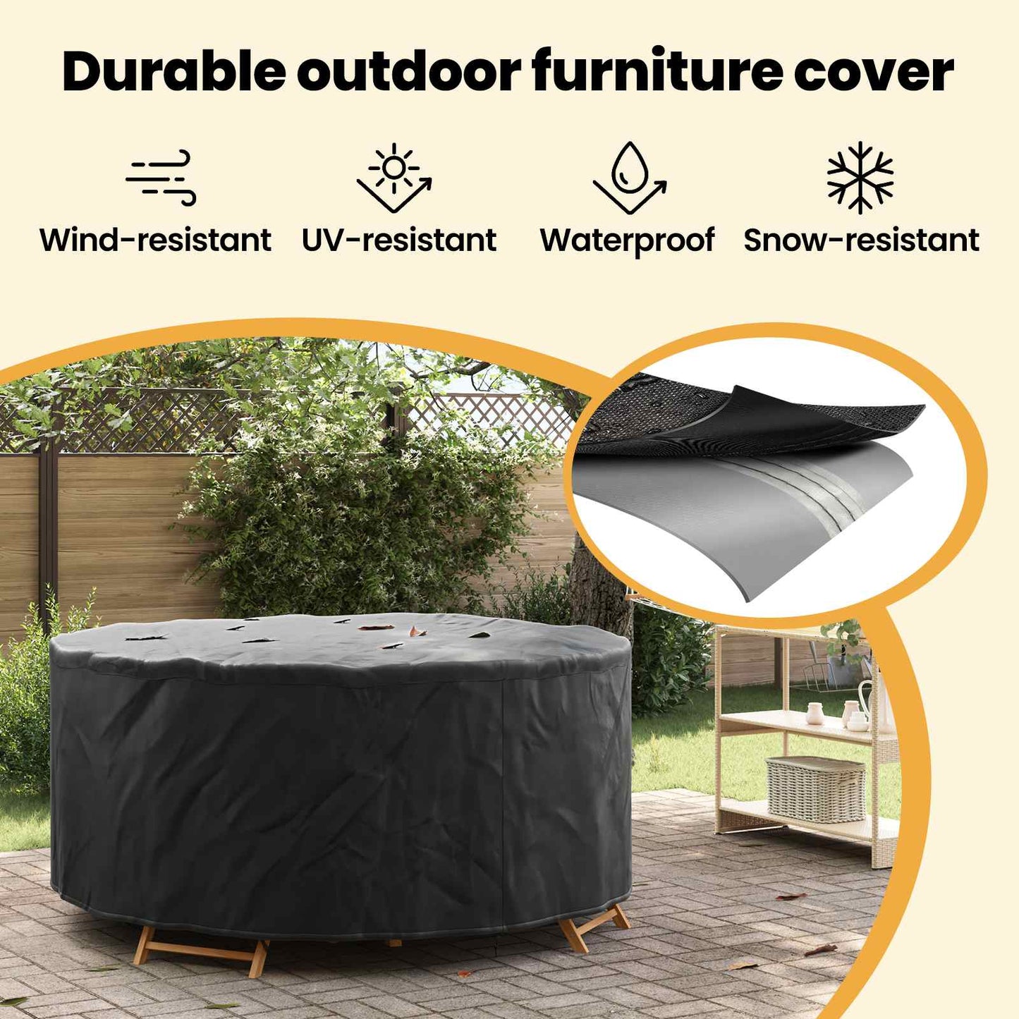 Furniture Cover Black 200 x 200 x 105 cm 210D Oxford Fbric
