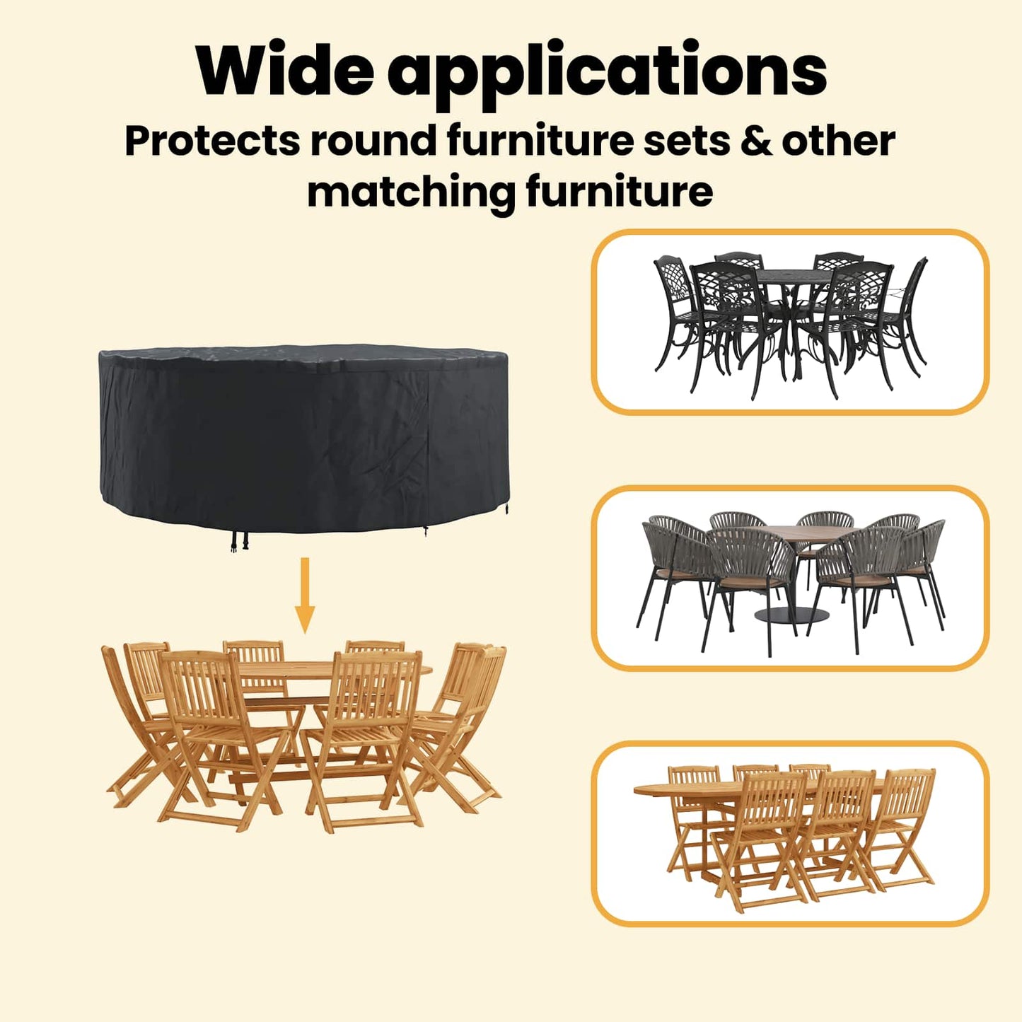 Furniture Cover Black 244 x 244 x 71 cm 600D Oxford Fabric