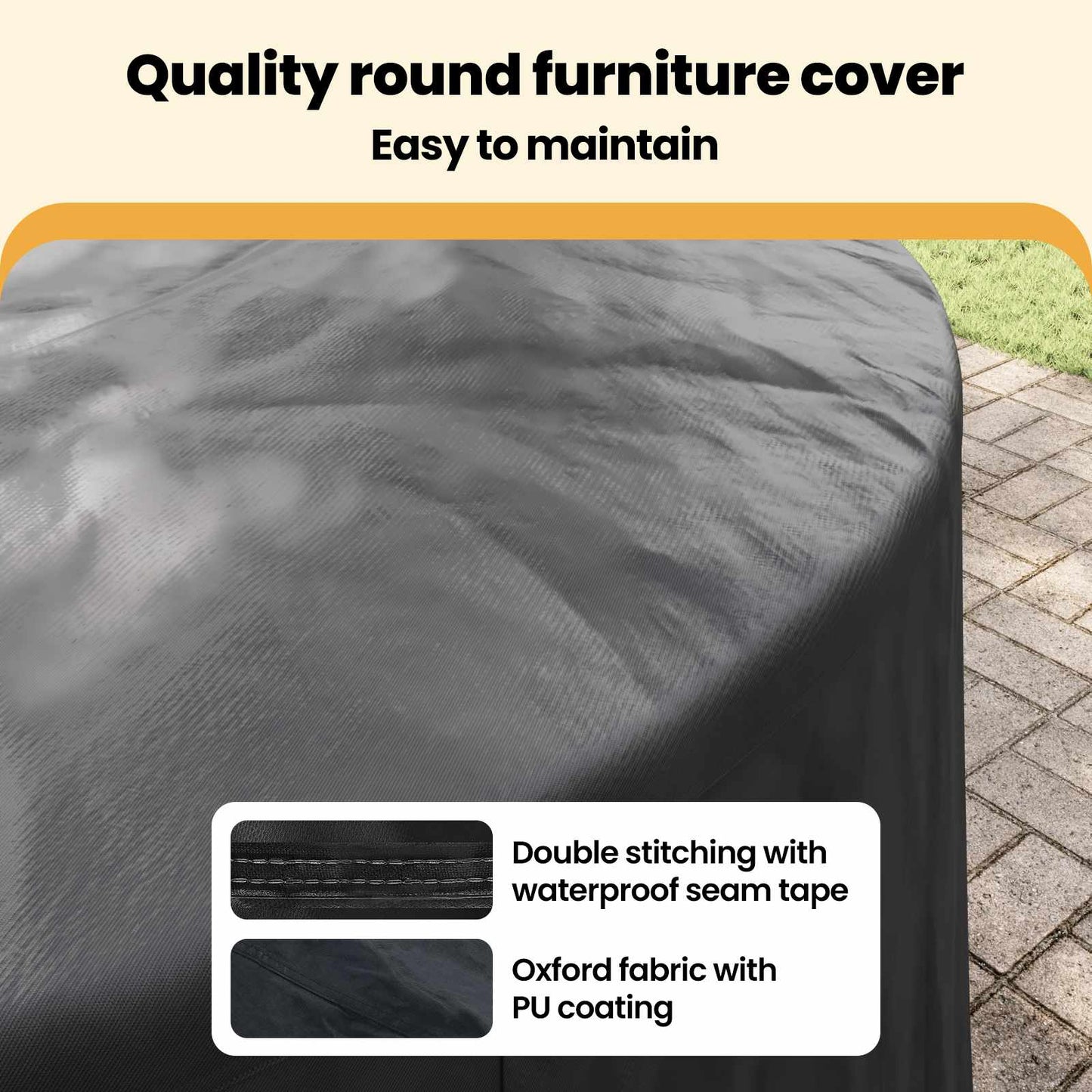 Furniture Cover Black 244 x 244 x 85 cm 420D Oxford Fabric