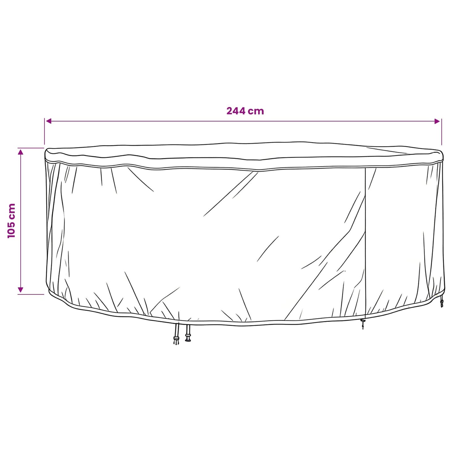 Furniture Cover Black 244 x 244 x 105 cm 420D Oxford Fabric