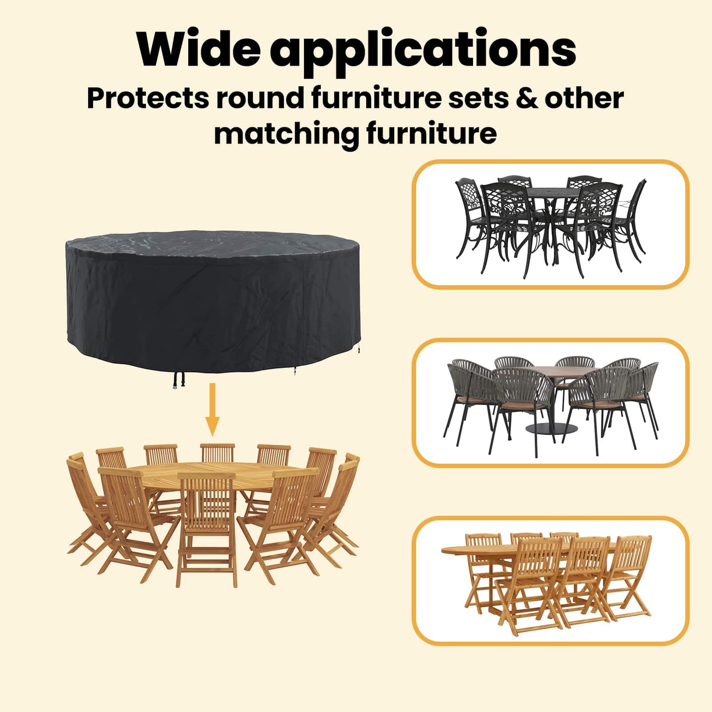 Furniture Cover Black 279 x 279 x 85 cm 210D Oxford Fbric