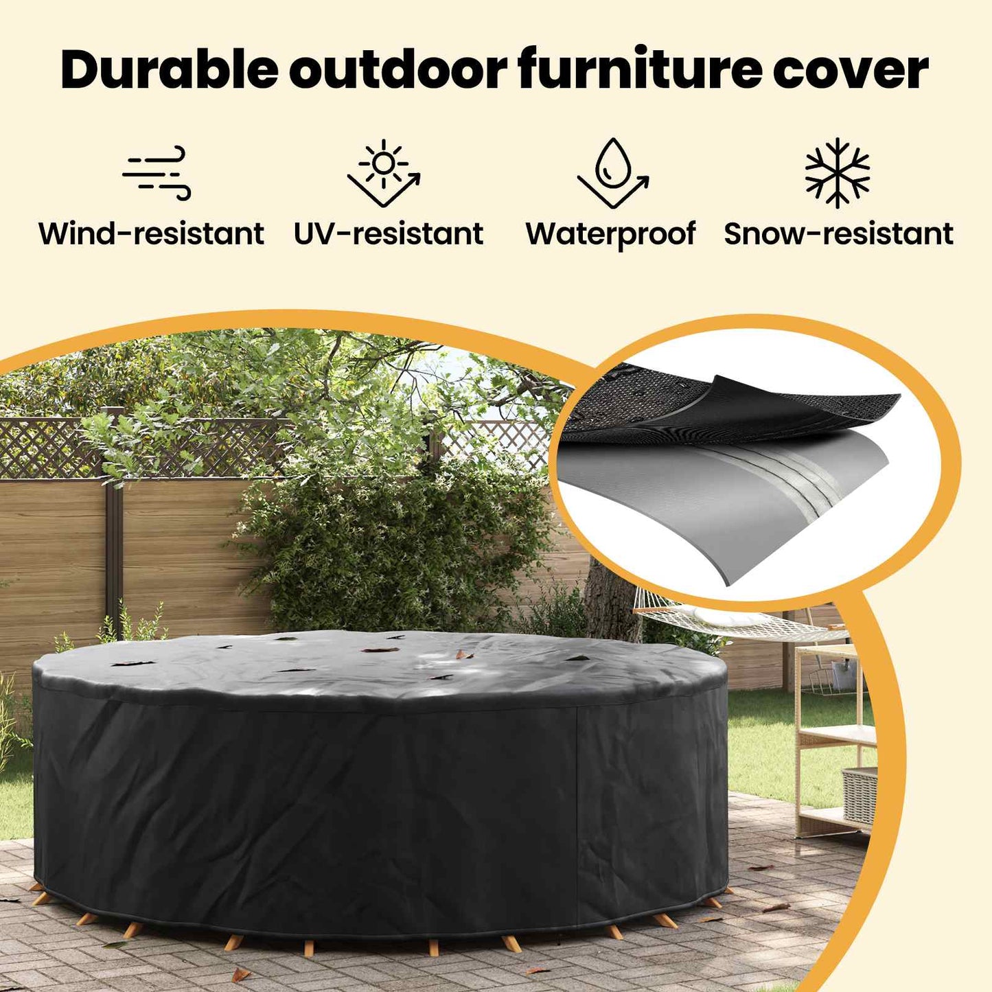 Furniture Cover Black 279 x 279 x 105 cm 210D Oxford Fbric