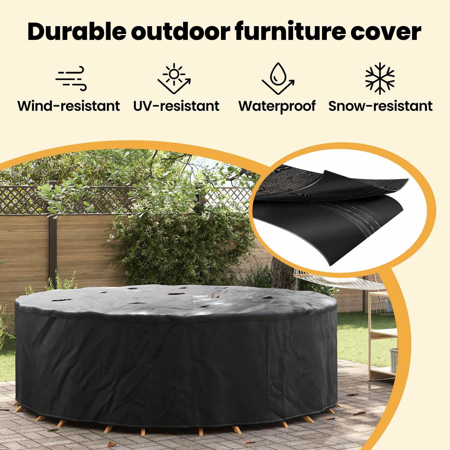 Furniture Cover Black 279 x 279 x 105 cm 420D Oxford Fbric