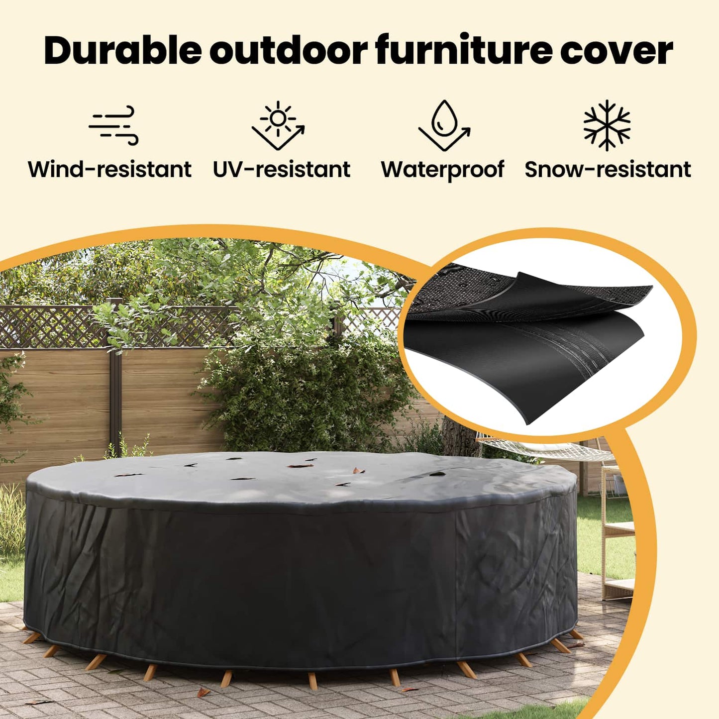 Furniture Cover Black 320 x 320 x 71 cm 600D Oxford Fbric