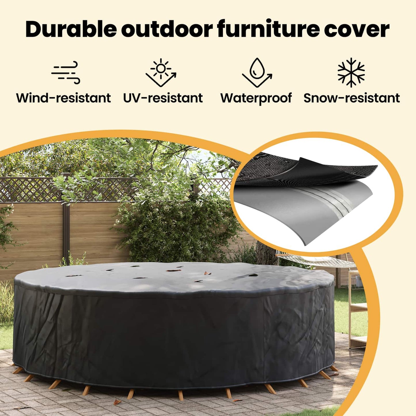 Furniture Cover Black 320 x 320 x 85 cm 210D Oxford Fbric