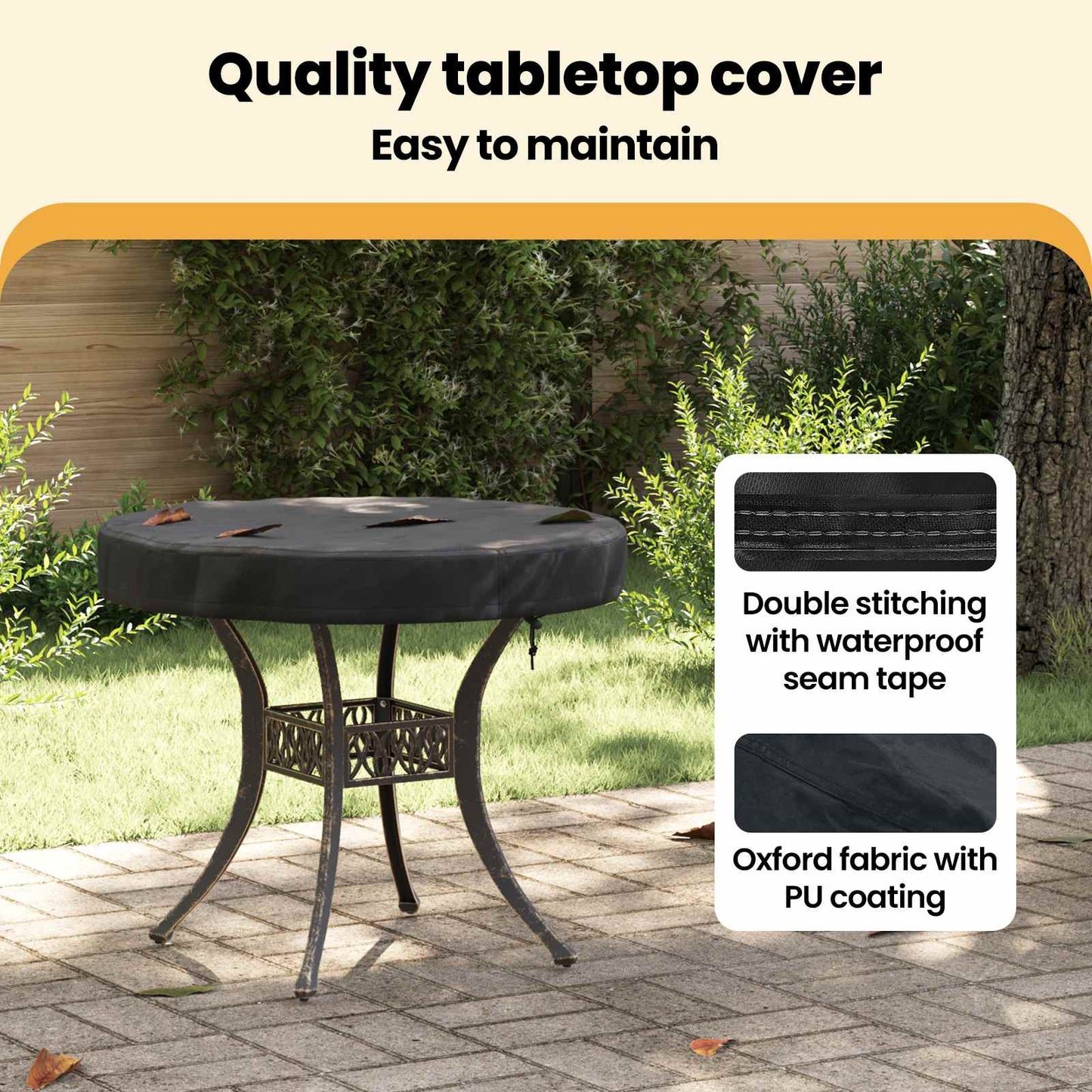 Outdoor Table Cover Black 62 x 62 x 10 cm 420D Oxford Fbric