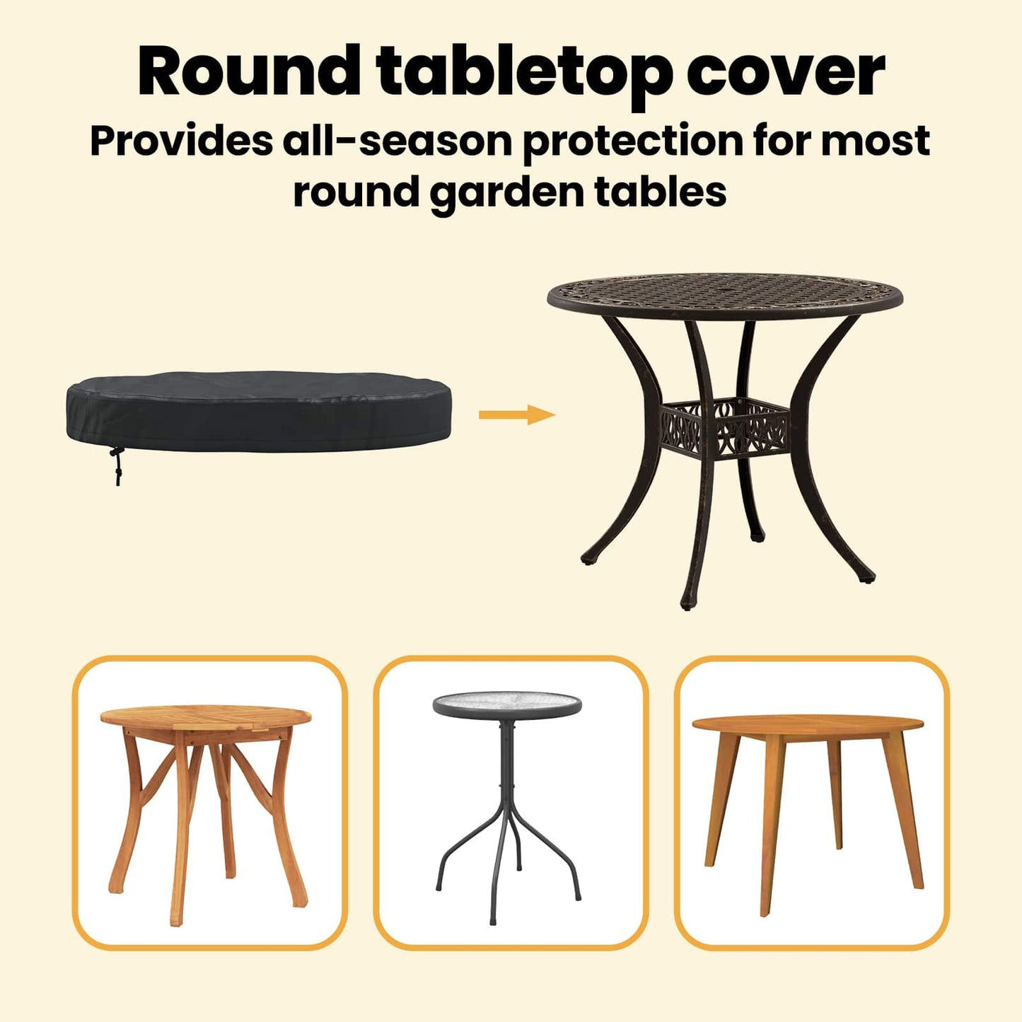 Outdoor Table Cover Black 72 x 72 x 10 cm 210D Oxford Fbric