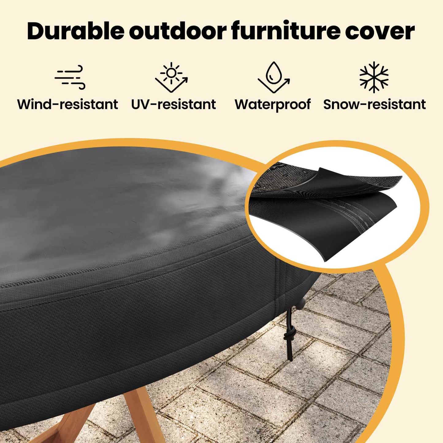Outdoor Table Cover Black 92 x 92 x 10 cm 420D Oxford Fbric