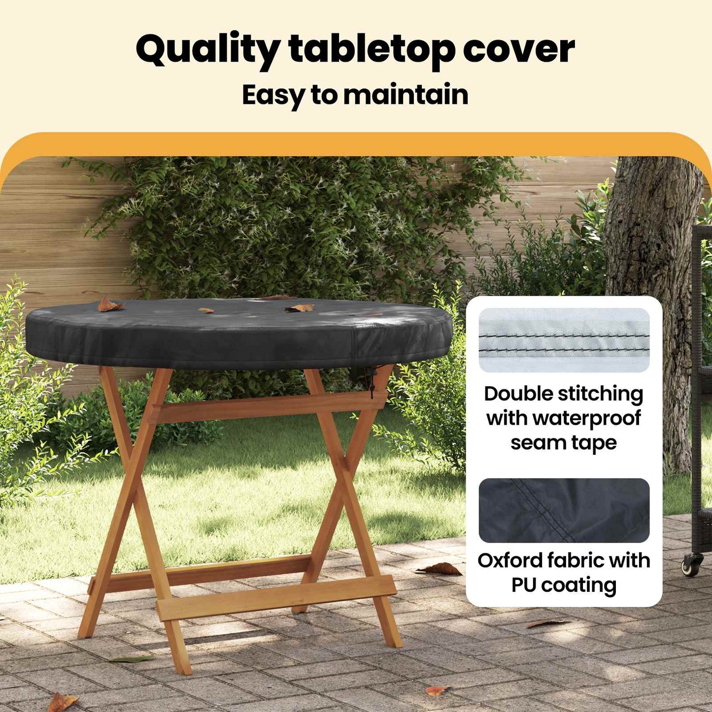 Outdoor Table Cover Black 112 x 112 x 10 cm 210D Oxford Fbric