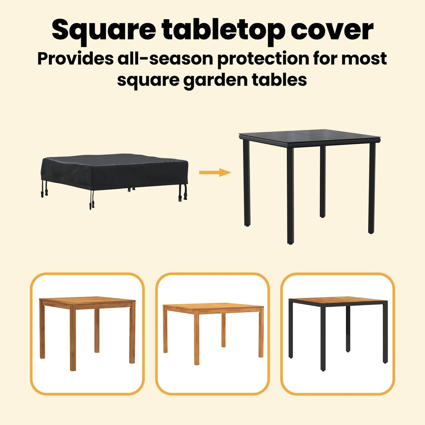 Table Cover Plain Black 62 x 62 x 15 cm 600D Oxford Fabric