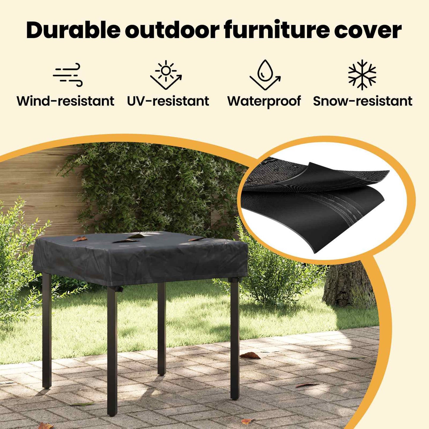 Table Cover Plain Black 72 x 72 x 15 cm Fabric