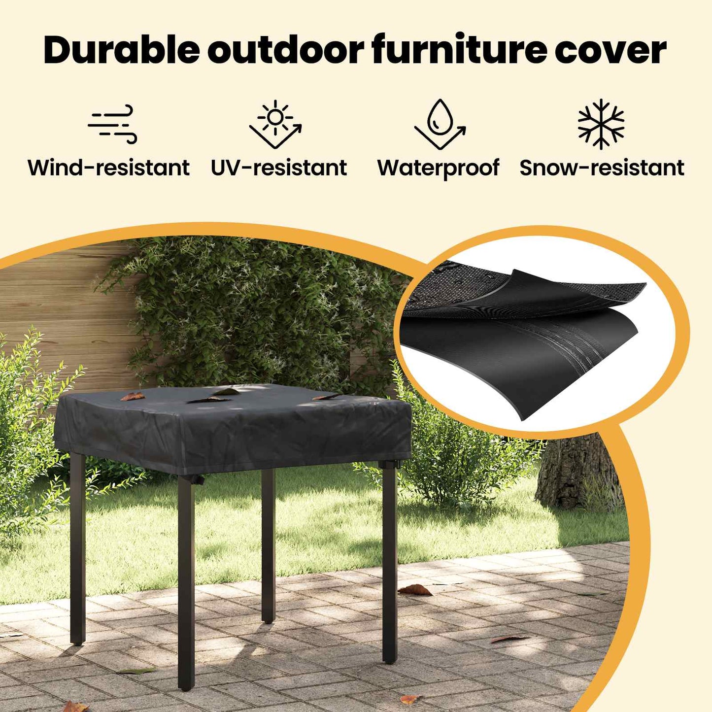 Table Cover Plain Black 72 x 72 x 15 cm Fabric