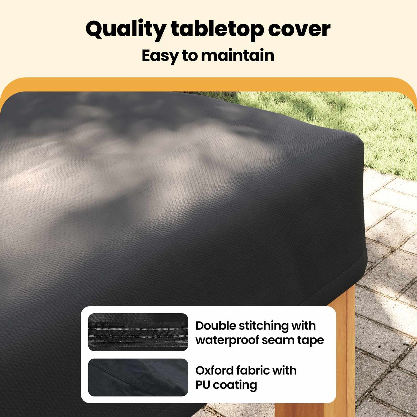 Table Cover Plain Black 112 x 112 x 15 cm Fabric