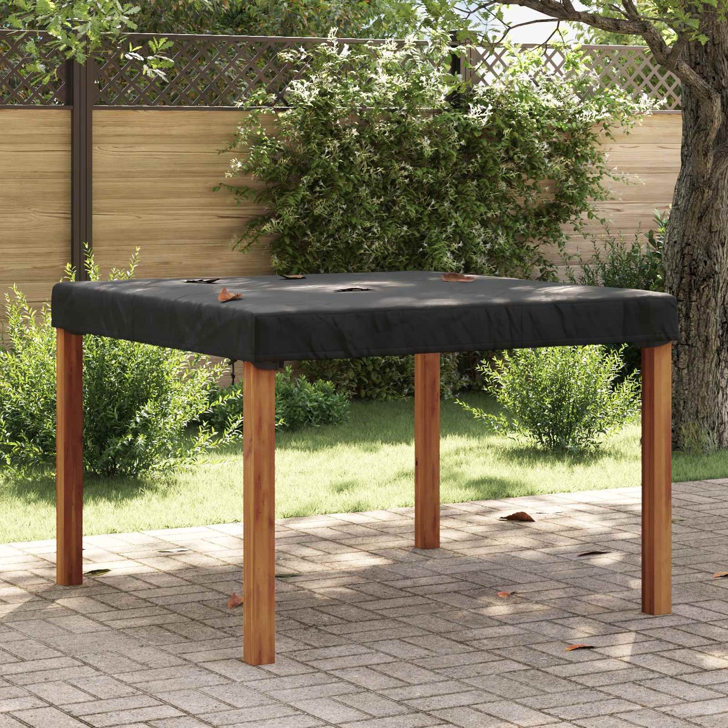 Table Cover Plain Black 142 x 142 x 15 cm Fabric