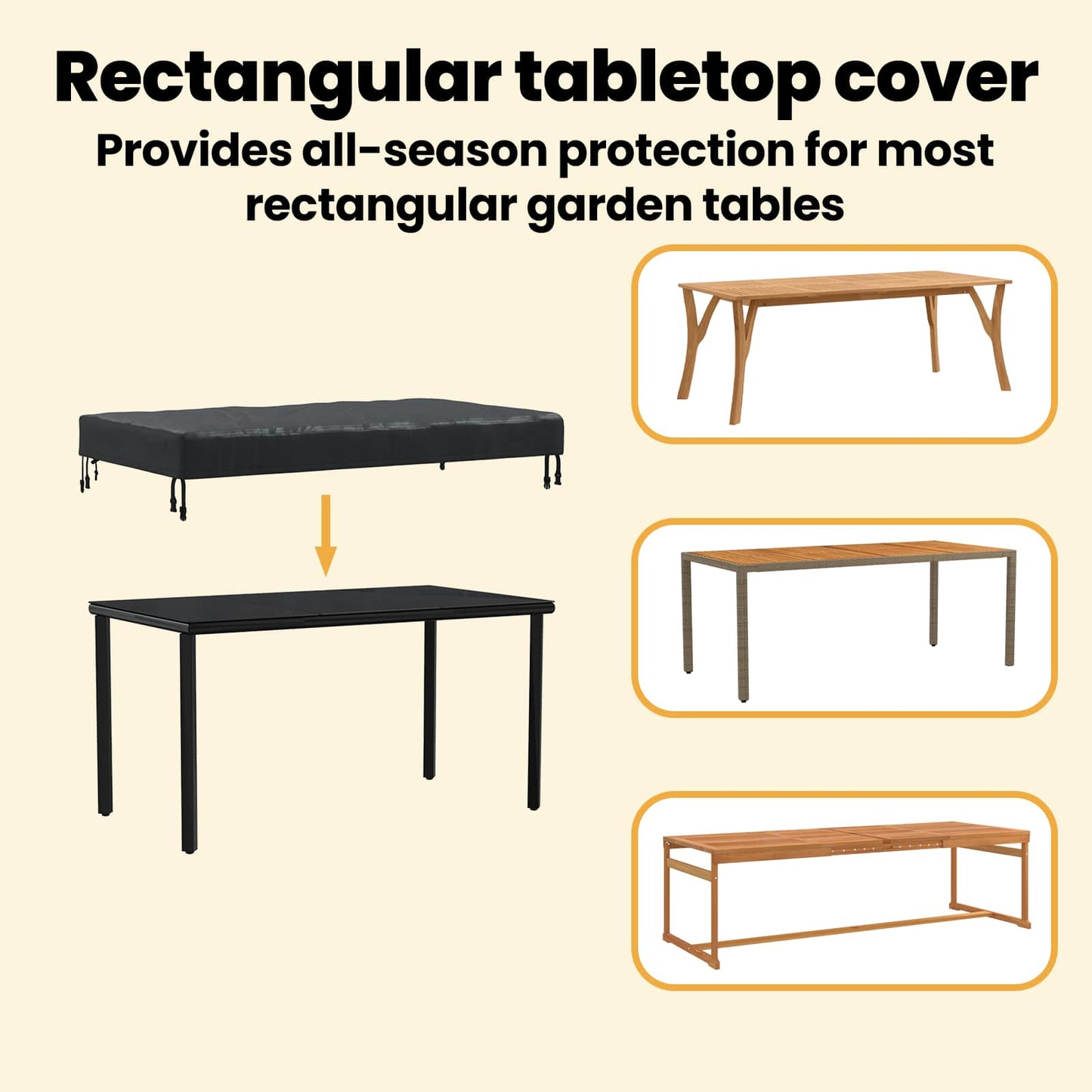 Table Cover Plain Black 122 x 72 x 15 cm Fabric