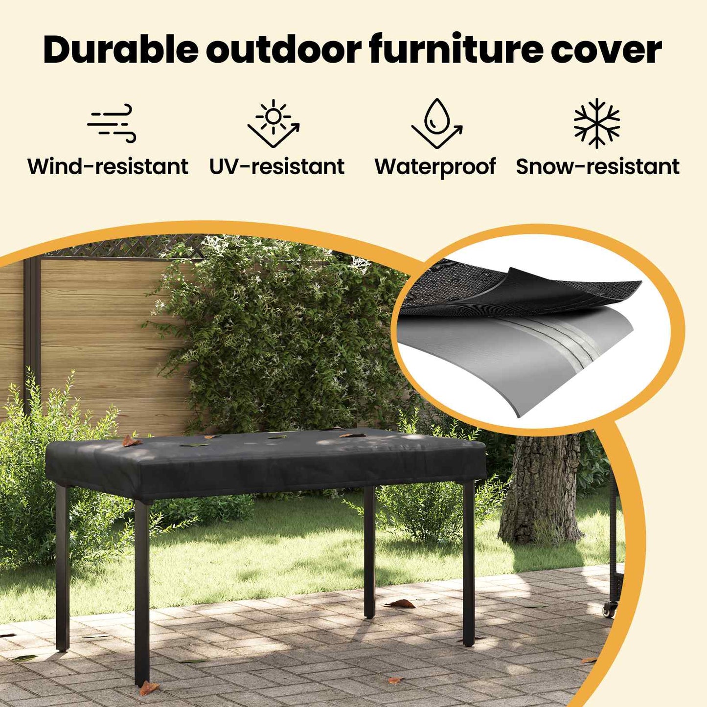 Table Cover Plain Black 142 x 82 x 15 cm Fabric