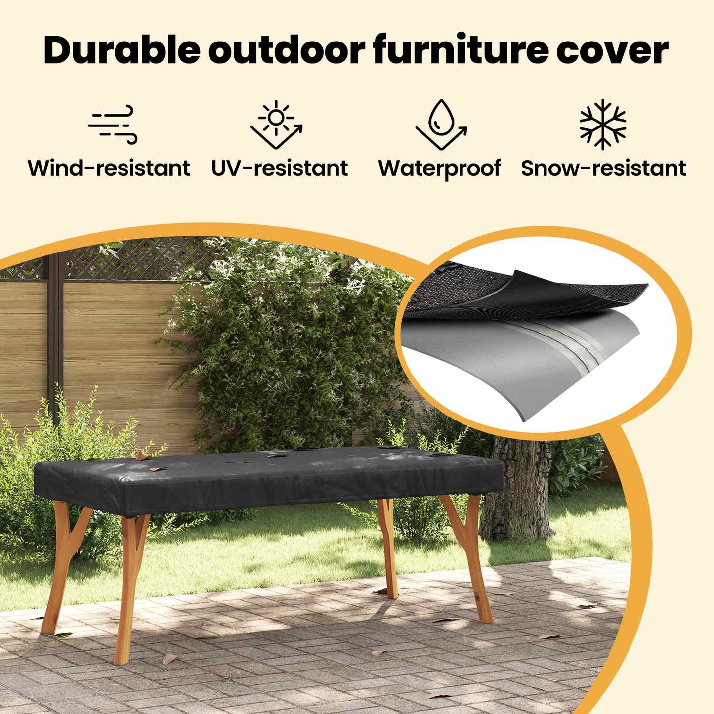 Table Cover Plain Black 162 x 92 x 15 cm Fabric