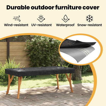 Table Cover Plain Black 182 x 92 x 15 cm Fabric