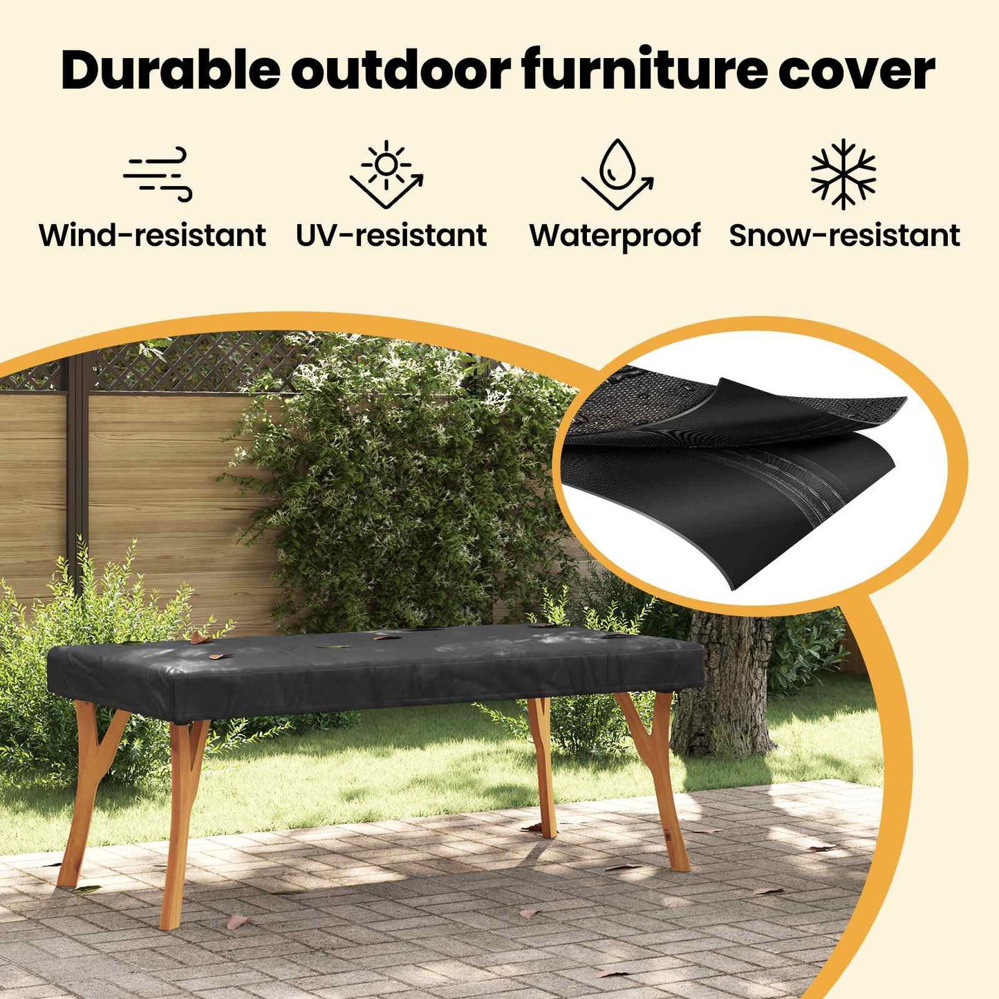 Table Cover Plain Black 102 x 182 x 15 cm Fabric